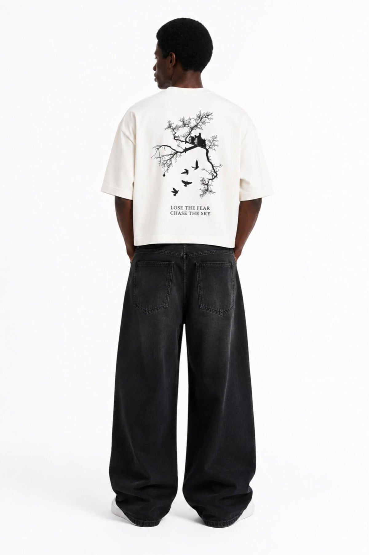 Oversized Heavyweight Streetwear Tee With Gothic Graphic