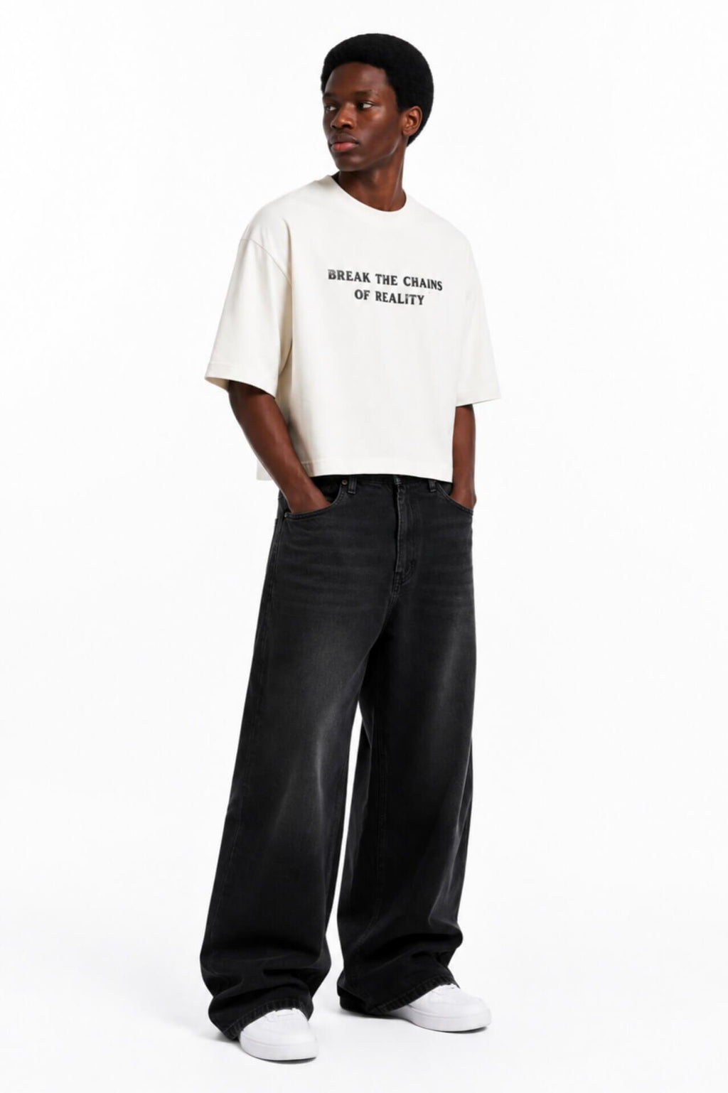 Oversized Heavyweight Streetwear Tee With Gothic Graphic