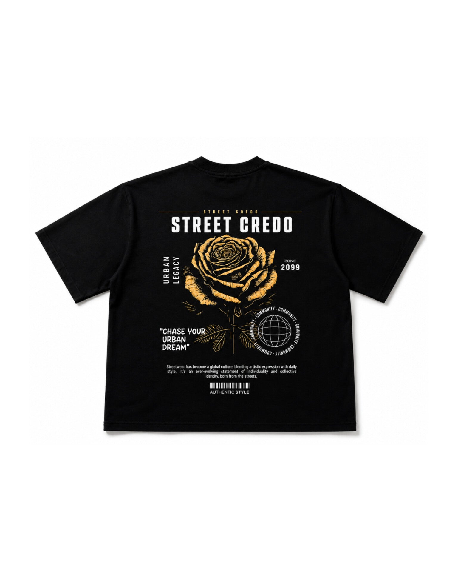 YELLOW ROSE // Oversized Black Tee